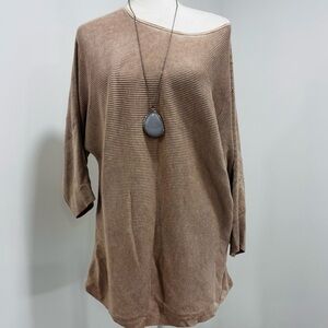 Basic H&M Oversized Tan Blouse 3/4 Sleeves Women’s Size Large